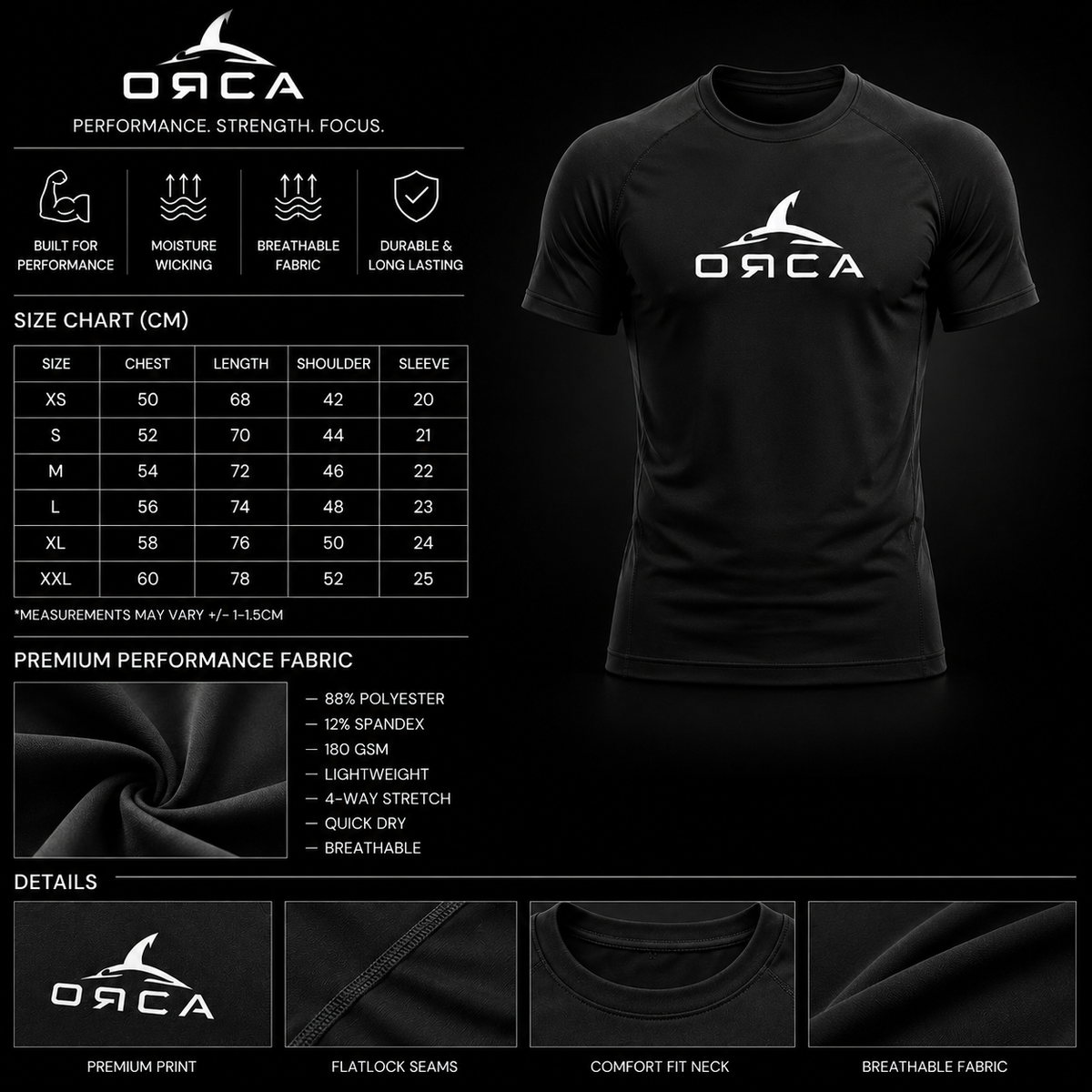 ORCA Core Performance T-Shirt – Black