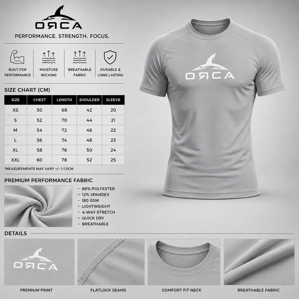 ORCA Core Performance T-Shirt – Light Grey
